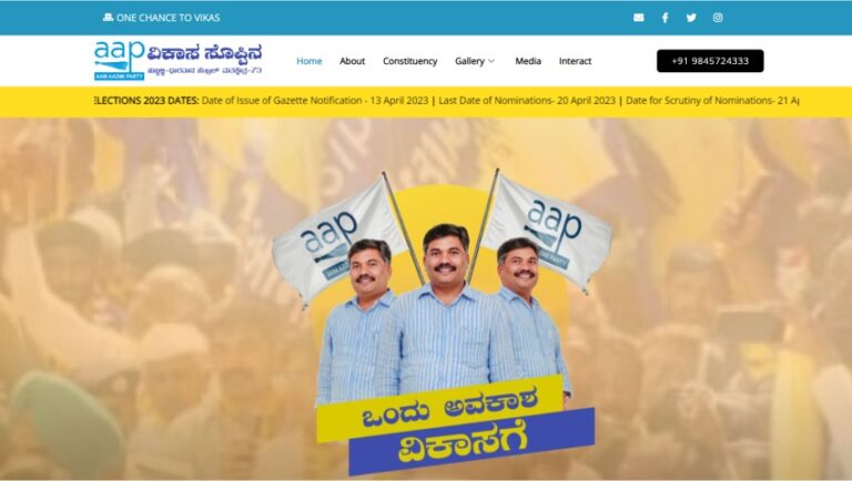 Website Design for Hubli-Dharwad Central AAP Candidate Vikas Soppin